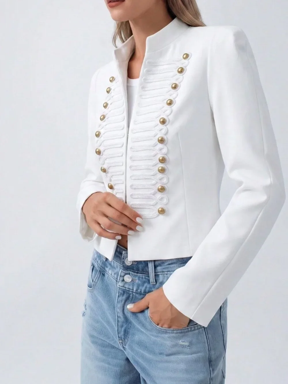 White Casual Elegant Women's Formal Office Jacket